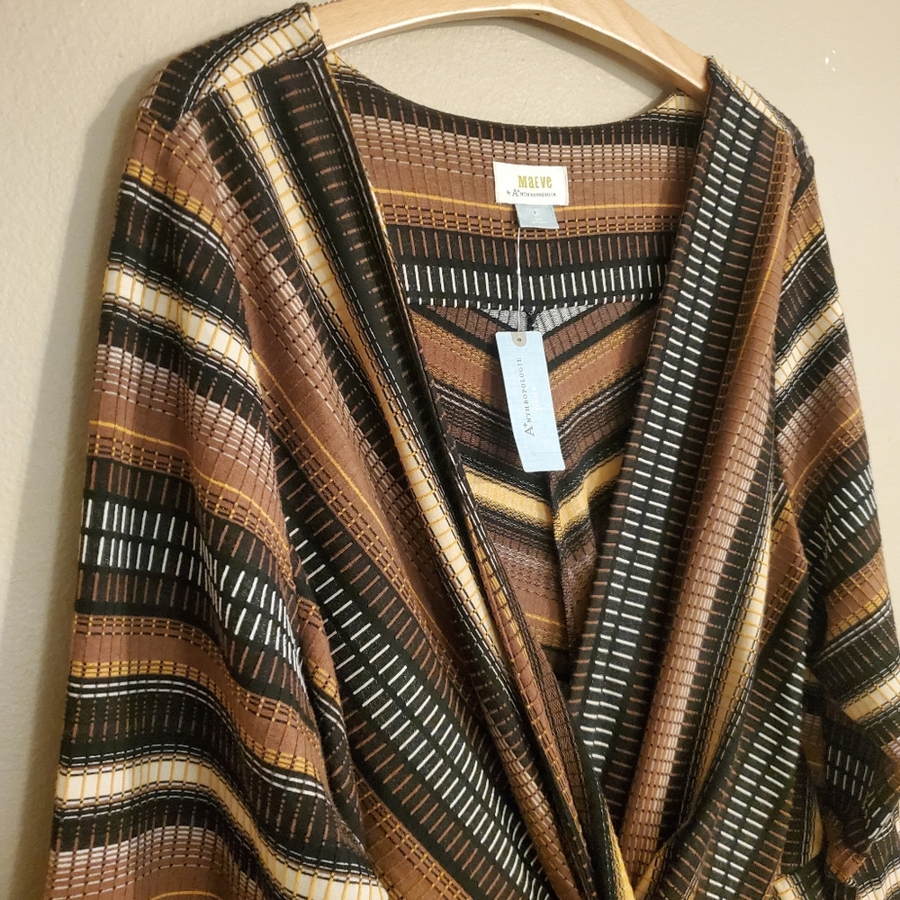 Maeve Striped Midi Dress in Brown, Black, Cream - Picture 6 of 15